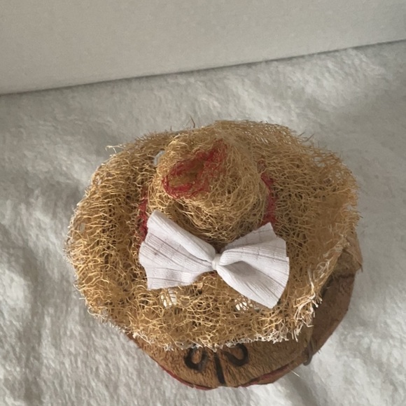 Charming Tan Monkey Figurine with Hat tiki coconut head - Picture 2 of 2